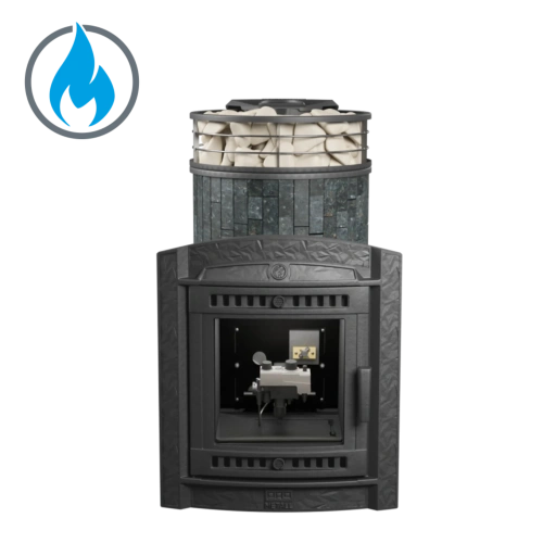 Печь банная "Атмосфера L" Пироксенит ламель+сетка с газовой горелкой ПроМеталл