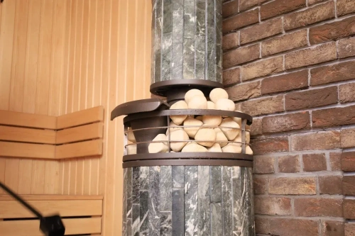 Печь банная "Атмосфера L" Жадеит ламель+сетка с газовой горелкой ПроМеталл фото 5