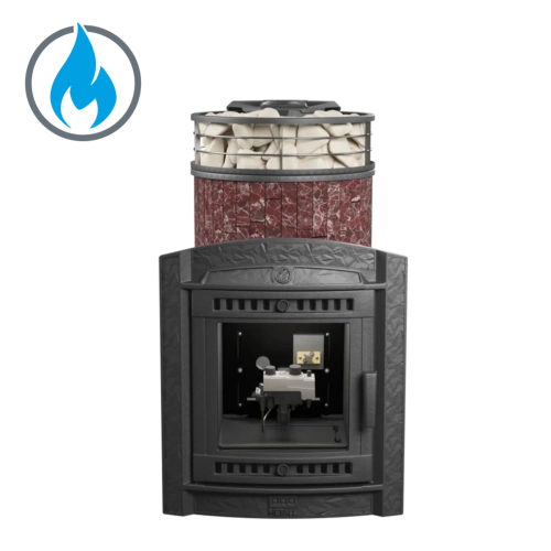 Печь банная "Атмосфера L" Россо Леванто ламель+сетка с газовой горелкой ПроМеталл