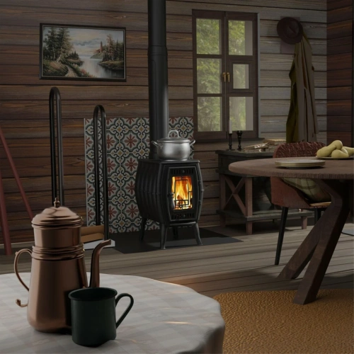 Печь чугунная отопительная с плитой "Бахтинка" (цв. серый) ПроМеталл фото 2