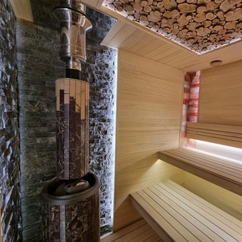 Печь банная "Атмосфера L" в ламелях "Россо Леванто" ПроМеталл фото 4