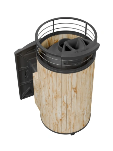 Печь банная "Атмосфера XL" Окаменевшее дерево ламель+сетка С ТОННЕЛЕМ ПроМеталл фото 4