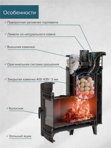 Печь банная "Атмосфера L" Пироксенит ламель+сетка ПроМеталл фото 6